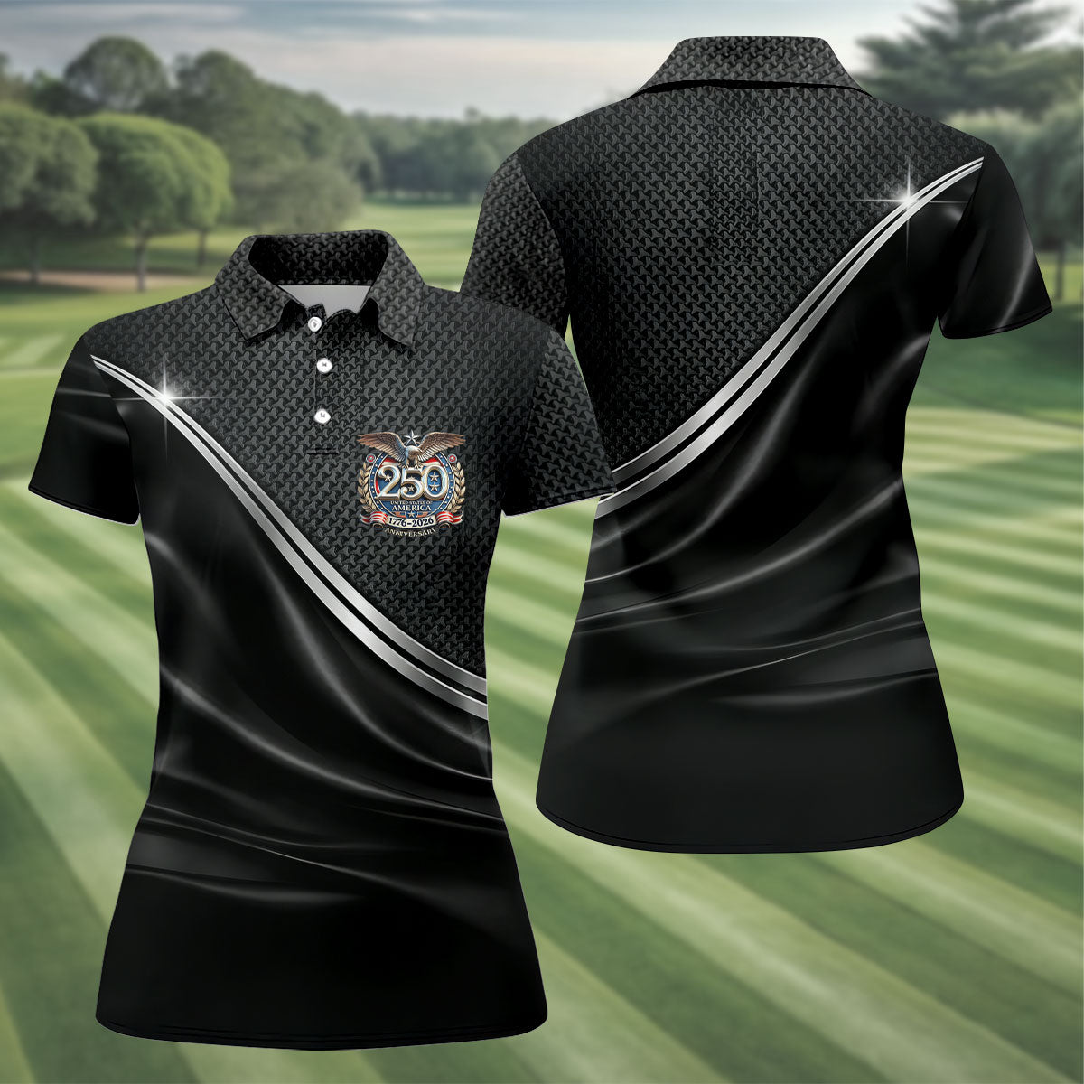 United States 250th Anniversary 4th Of July Golf Shirt, Patriotic Golf Shirt, Satin Print Women's Golf Tops
