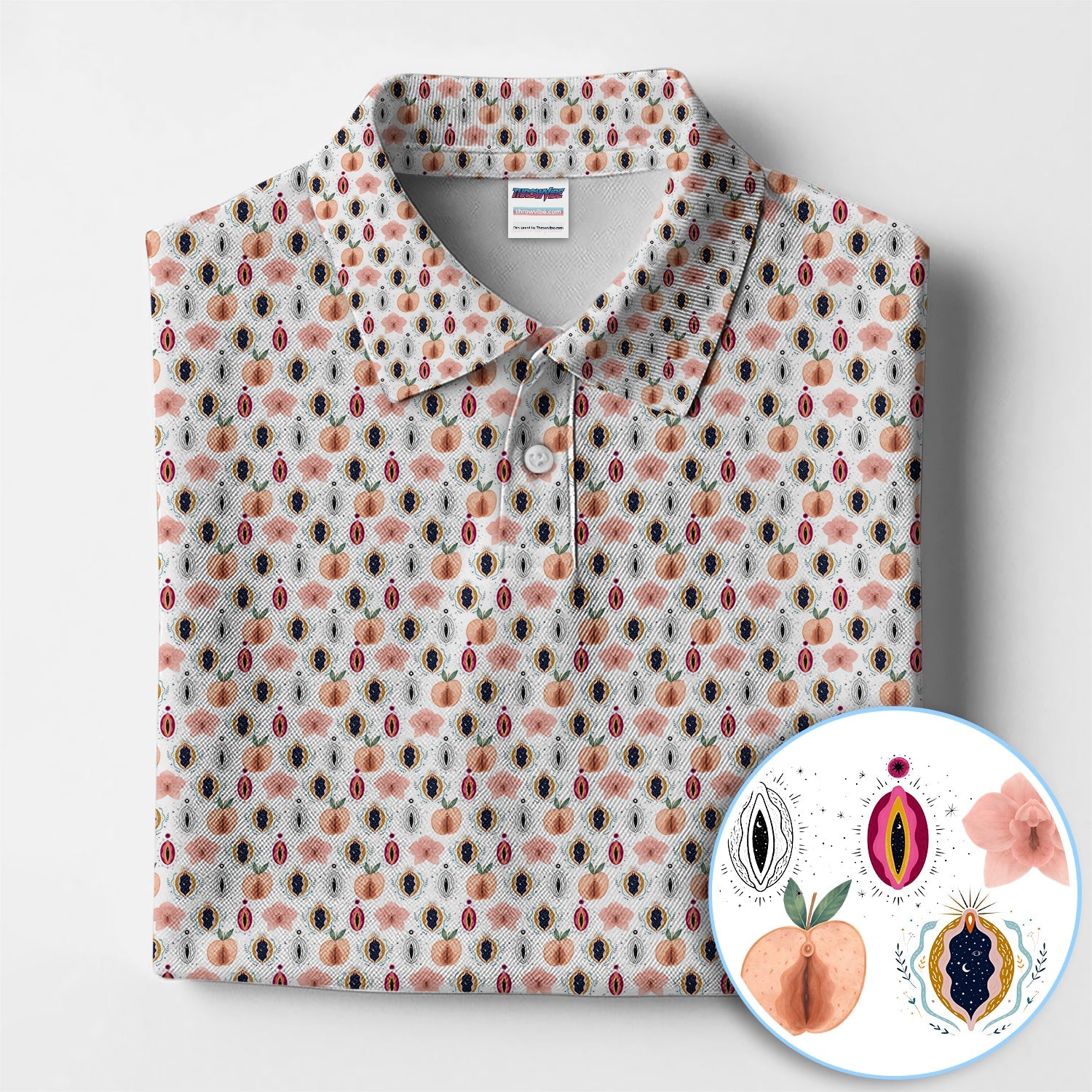 Abstract Floral Art Pattern Golf Polos, Crazy Golf Shirt For Men, Funny Golf Gift For Golfer
