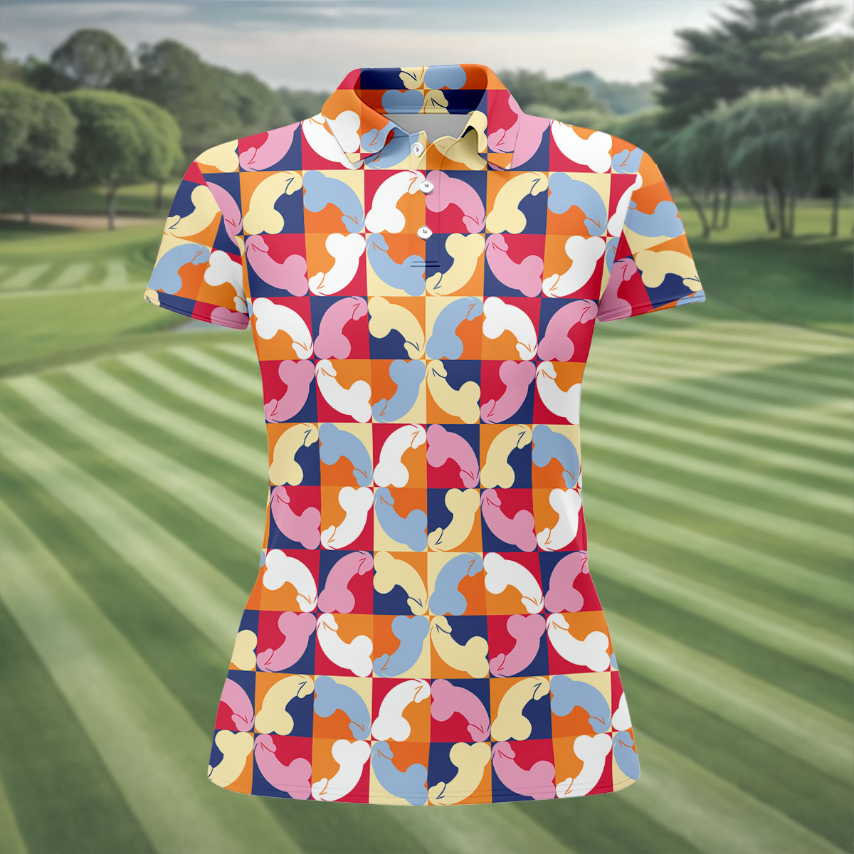 Funny Adult Retro Checkered Novelty Golf Shirt, Golf Tops For Women, Ladies Golf Top