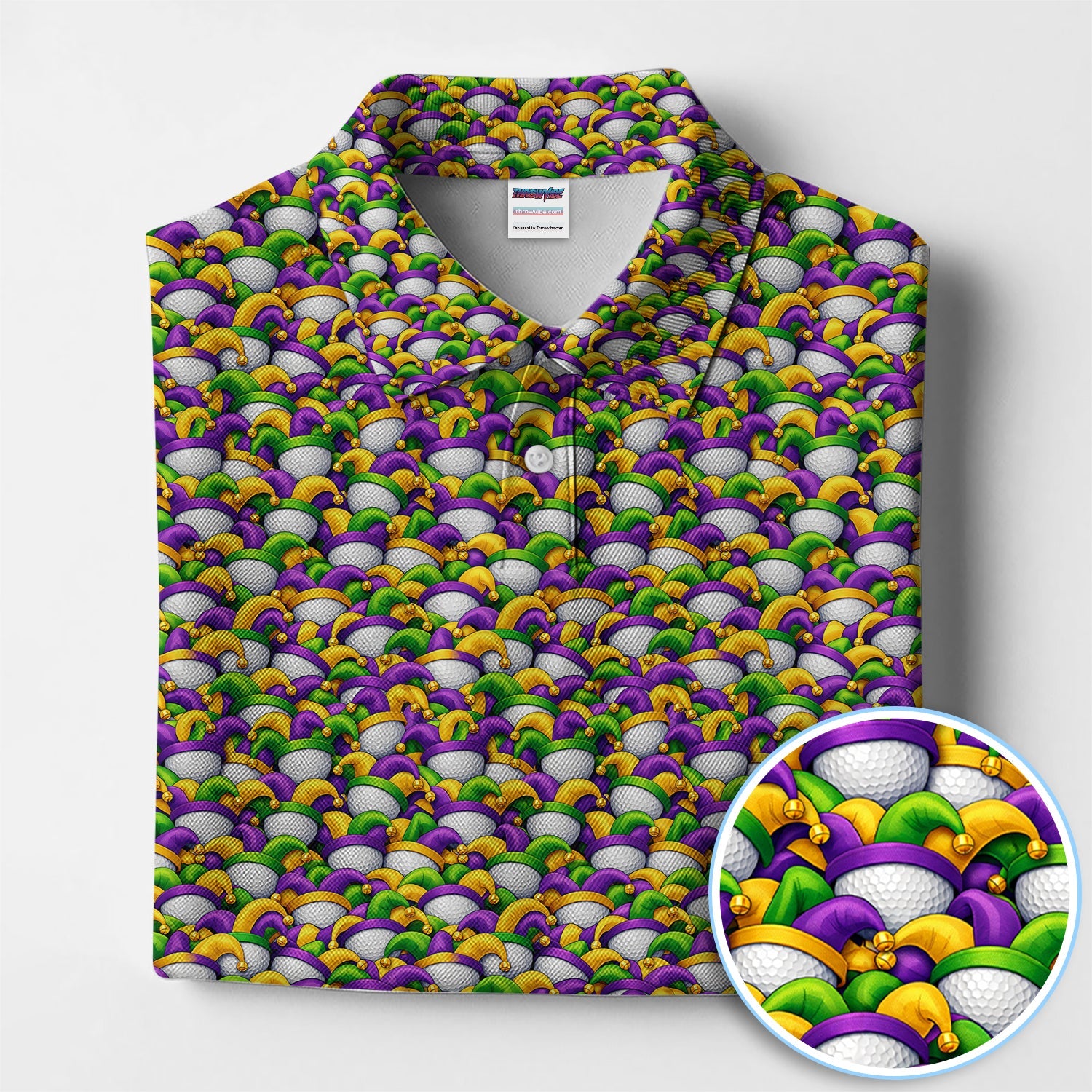 Carnival Golf Pattern Polos, Mardi Gras Golf Shirt For Golfer, Golf Gift For Men