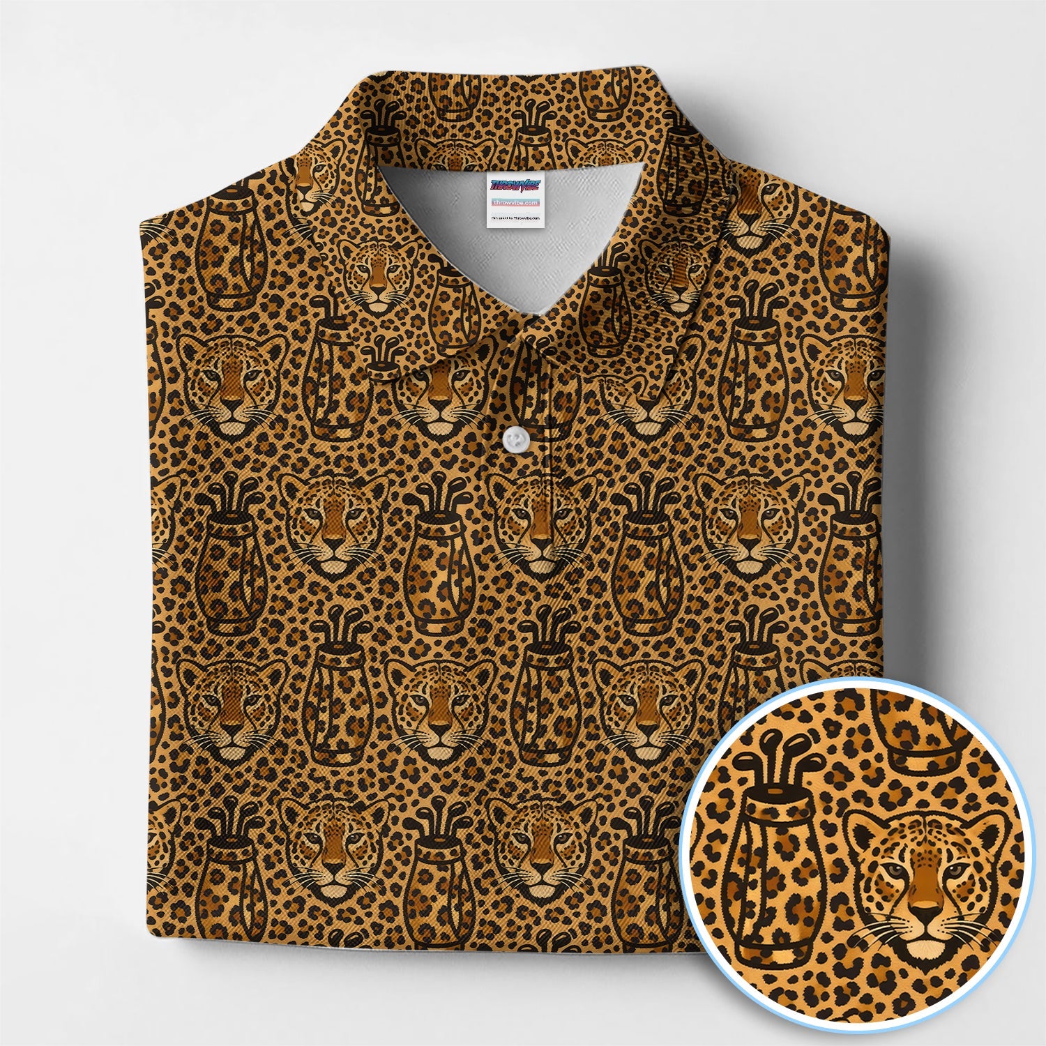 Leopard Pattern Golf Shirt, Crazy Golf Polos, Funny Golf Gift For Golfer