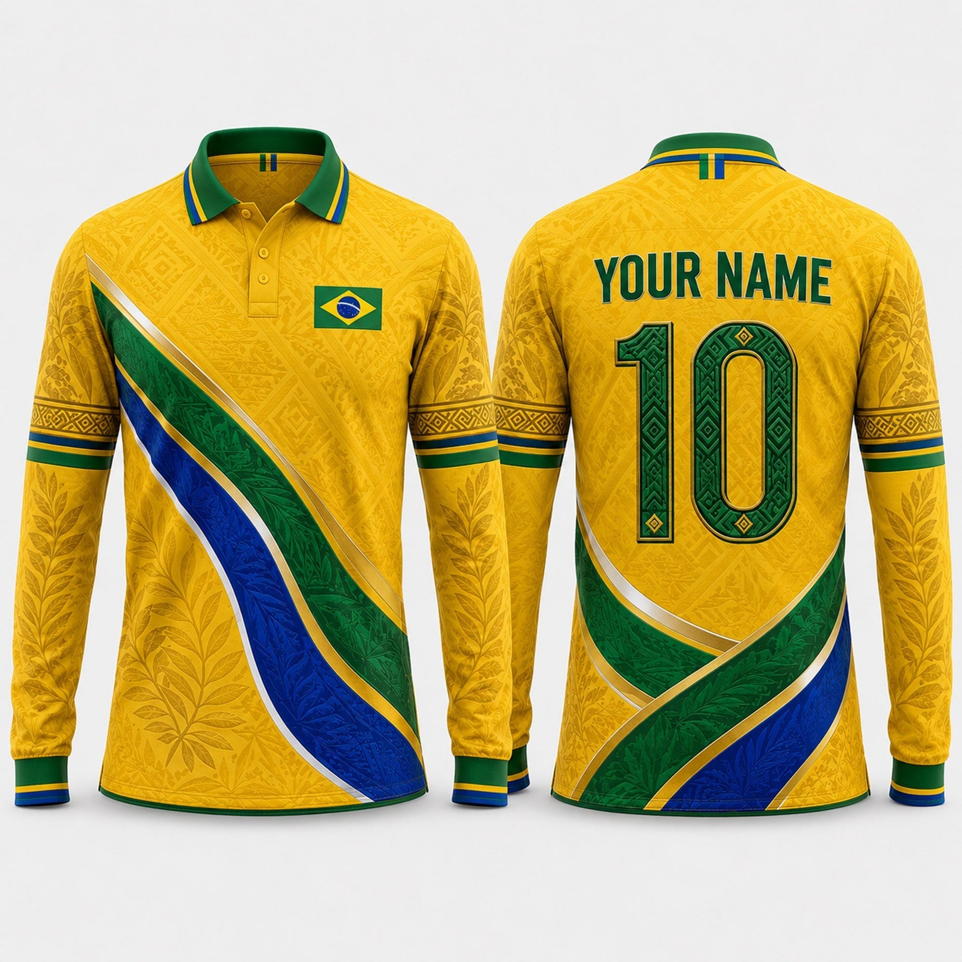 Yellow Green Brazil Fooball Shirt, V-Neck For Men Football Lover, Soccer Game Day Father's Day Presents
