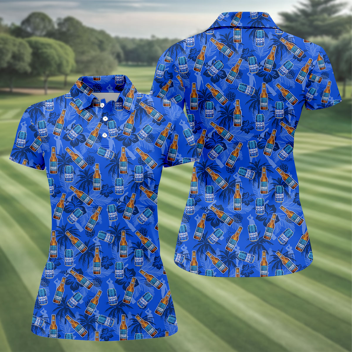 Drive Light Golf And Beer Tropical Pattern Fun Golf Shirt, Golf Shirt For Women, Ladies Golf Shirts