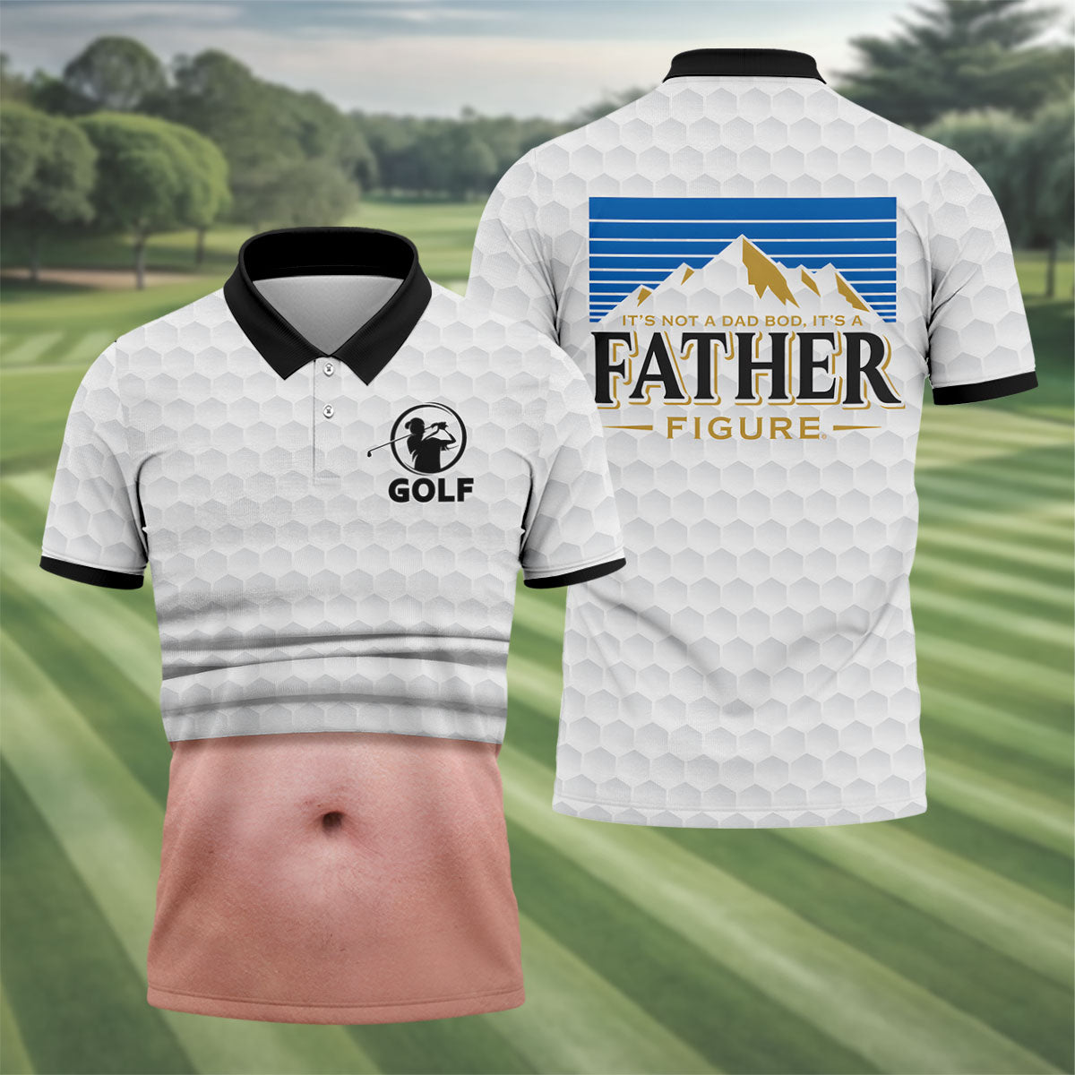 It's Not A Dad Bod It's A Father Figure Men's Funny Golf Shirts, Father's Day Golf Gift