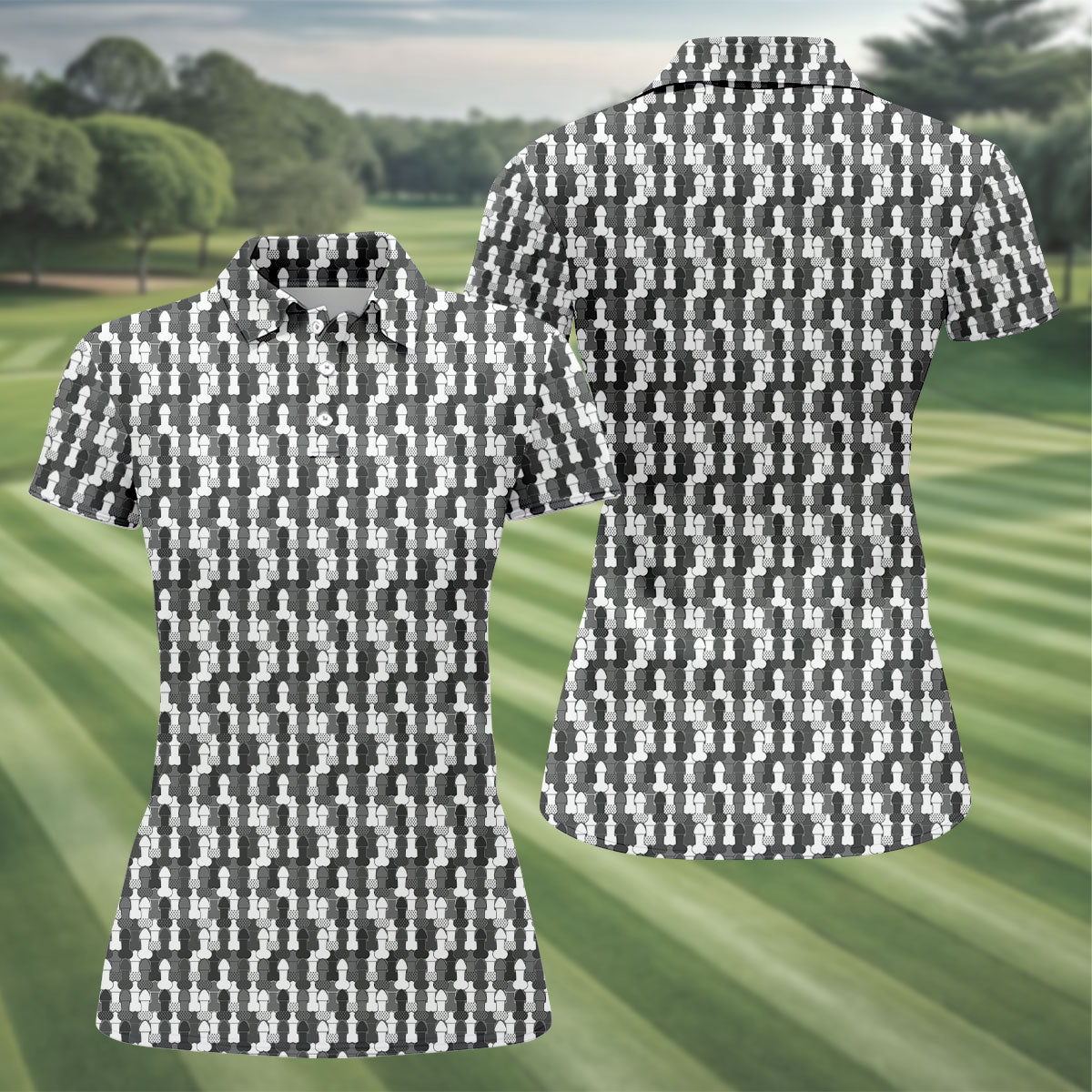 Funny Dirty Grey And White Women's Golf Tops, Fun Women's Golf Shirts, 250th Anniversary Ladies Golf Shirts