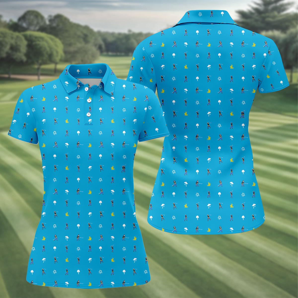 30th Anniversary Sport Movie Character Blue Golf Shirt, Fun Women's Golf Shirts, Ladies Golf Shirt