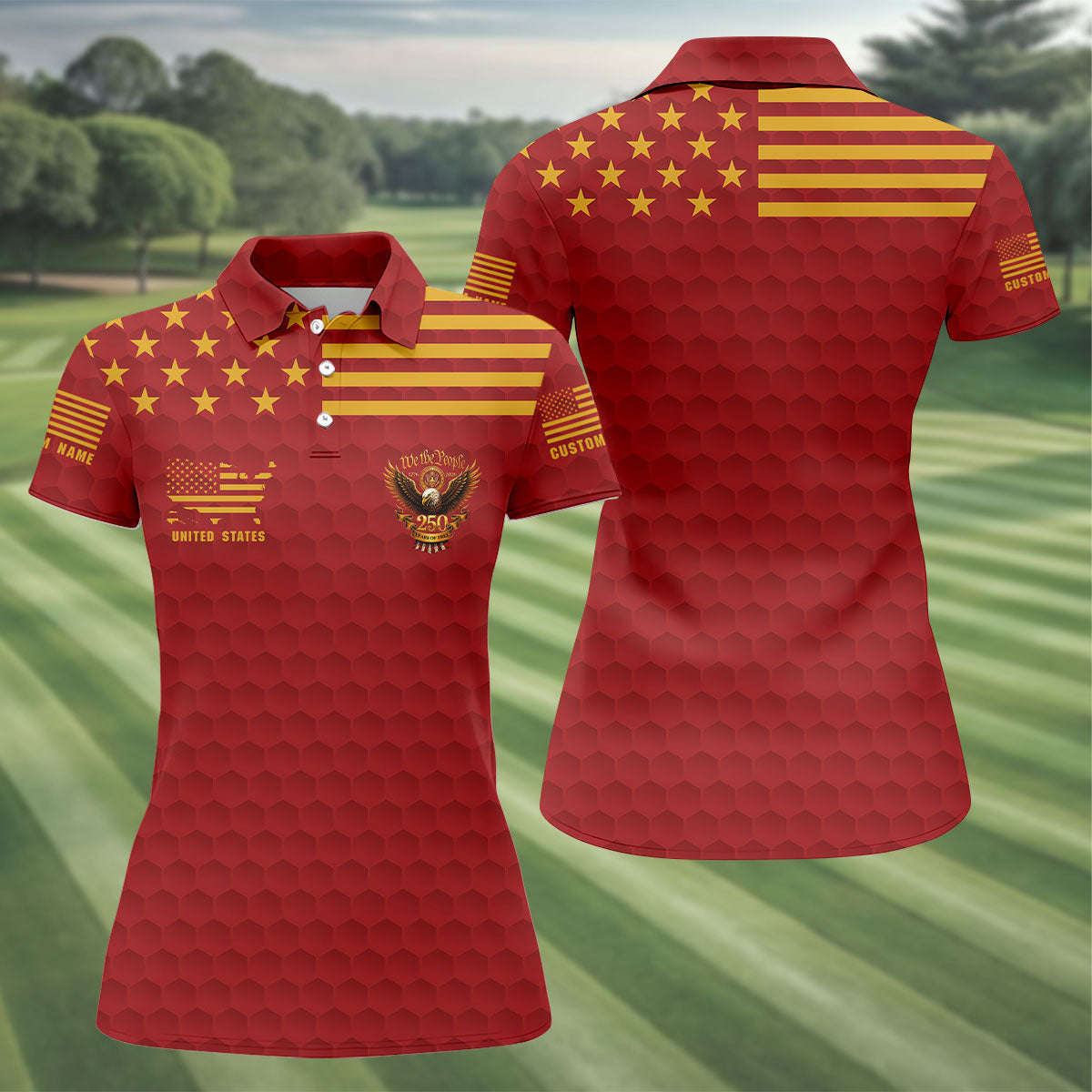 Marine Veteran We The People 250 Years Of Free 4th Of July Golf Shirt, Women's Golf Tops