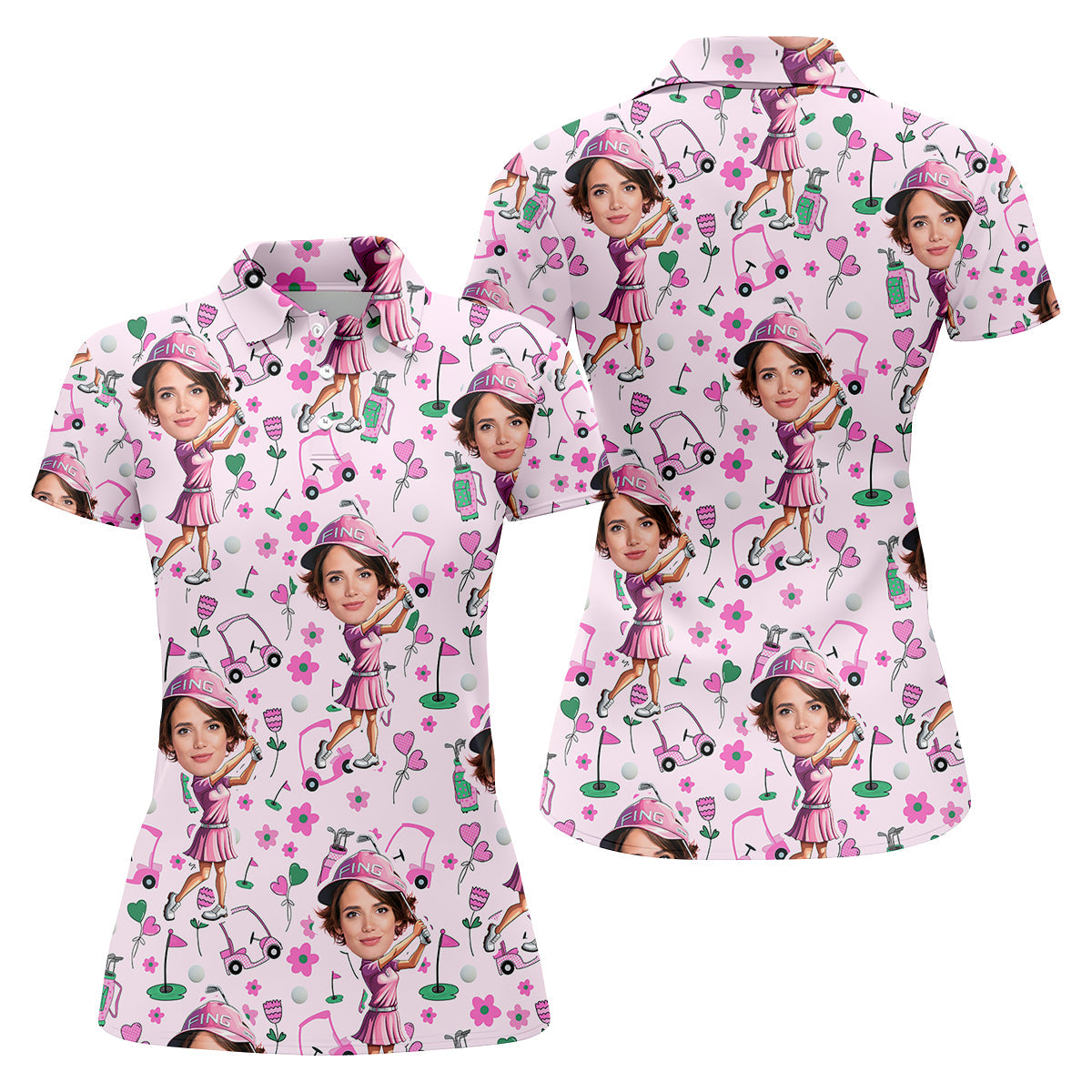 Custom Face Funny Womens Golf Polo ShirtLadies Golf Shirt