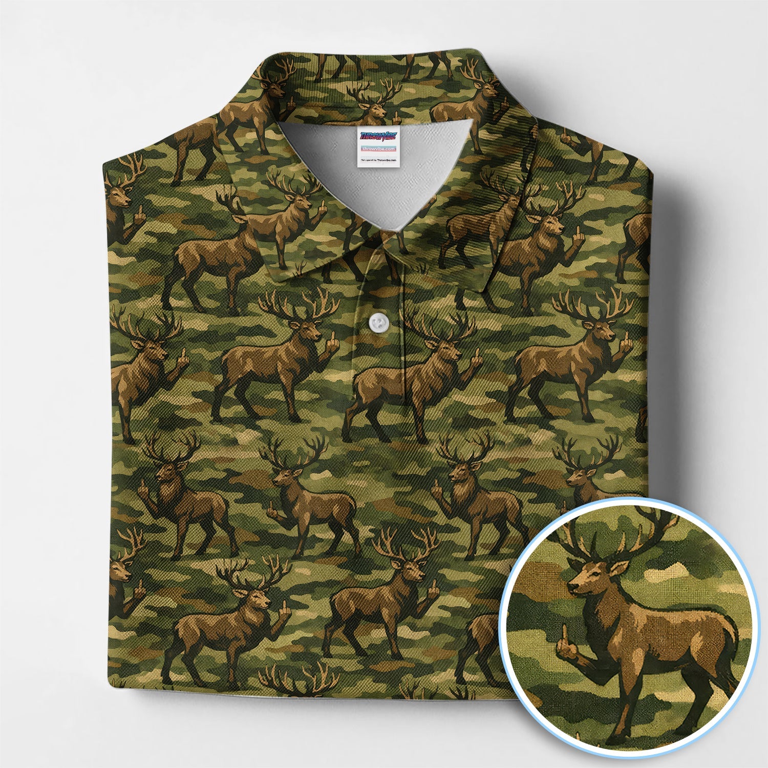 Camo Pattern Golf Polos For Golfer, Funny Deer Golf  Shirt, Men Golf Gift