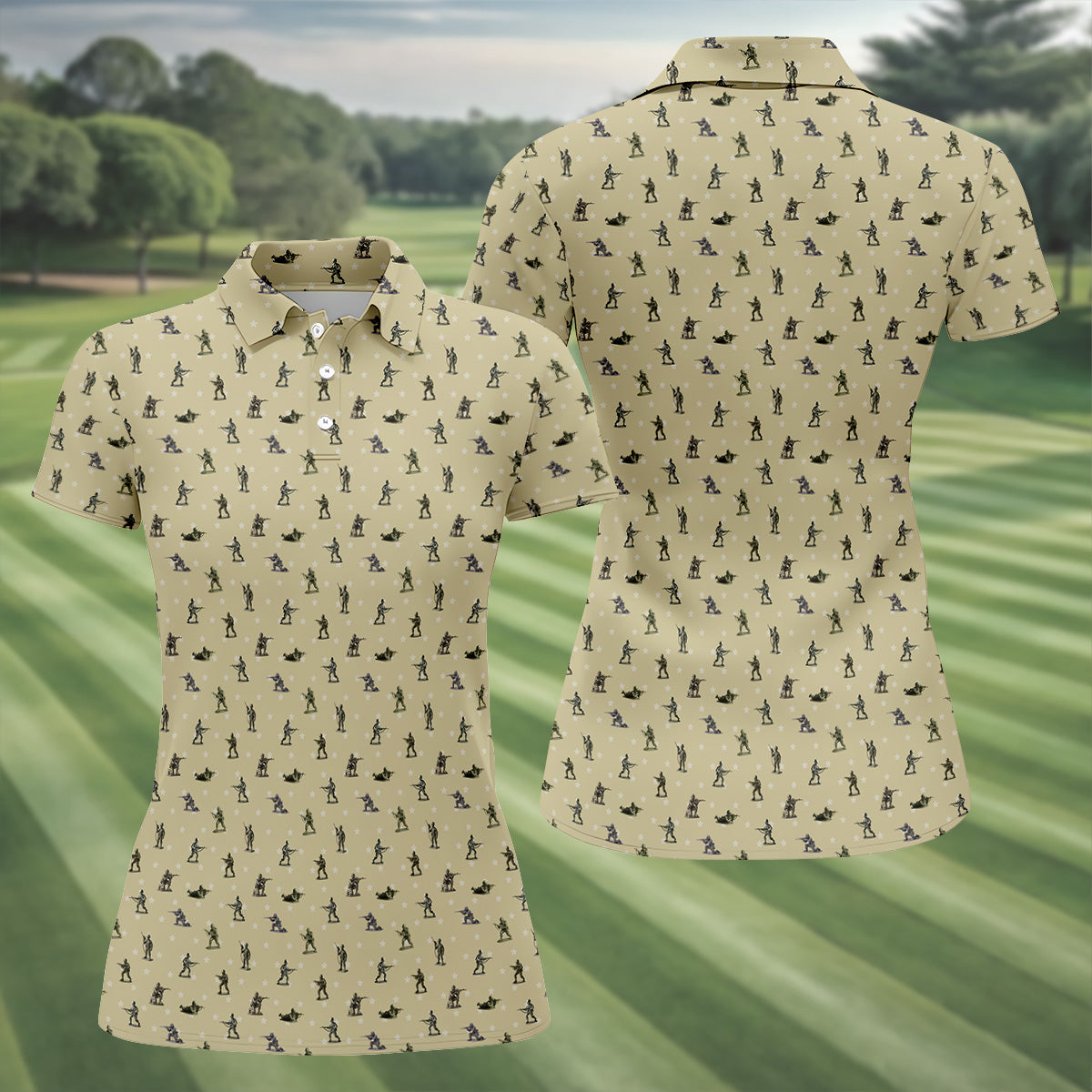 Veteran Khaki Women's Golf Tops, Gift For Veteran, Veterans Day Gift, Ladies Golf Shirts