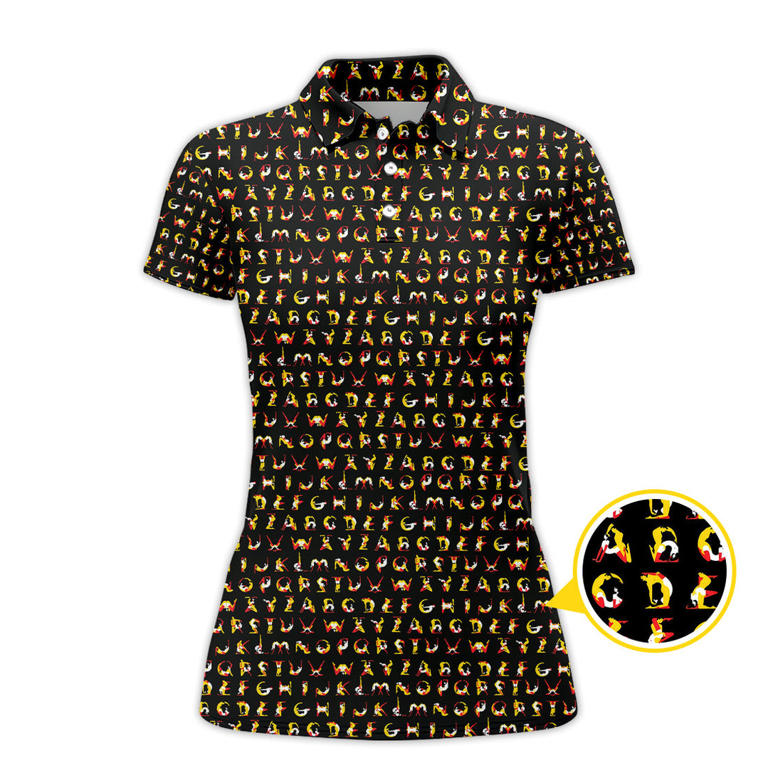 Humanoid Alphabet Pattern Golf Polos, Funny Golf Shirt , Golf Gift For Men's