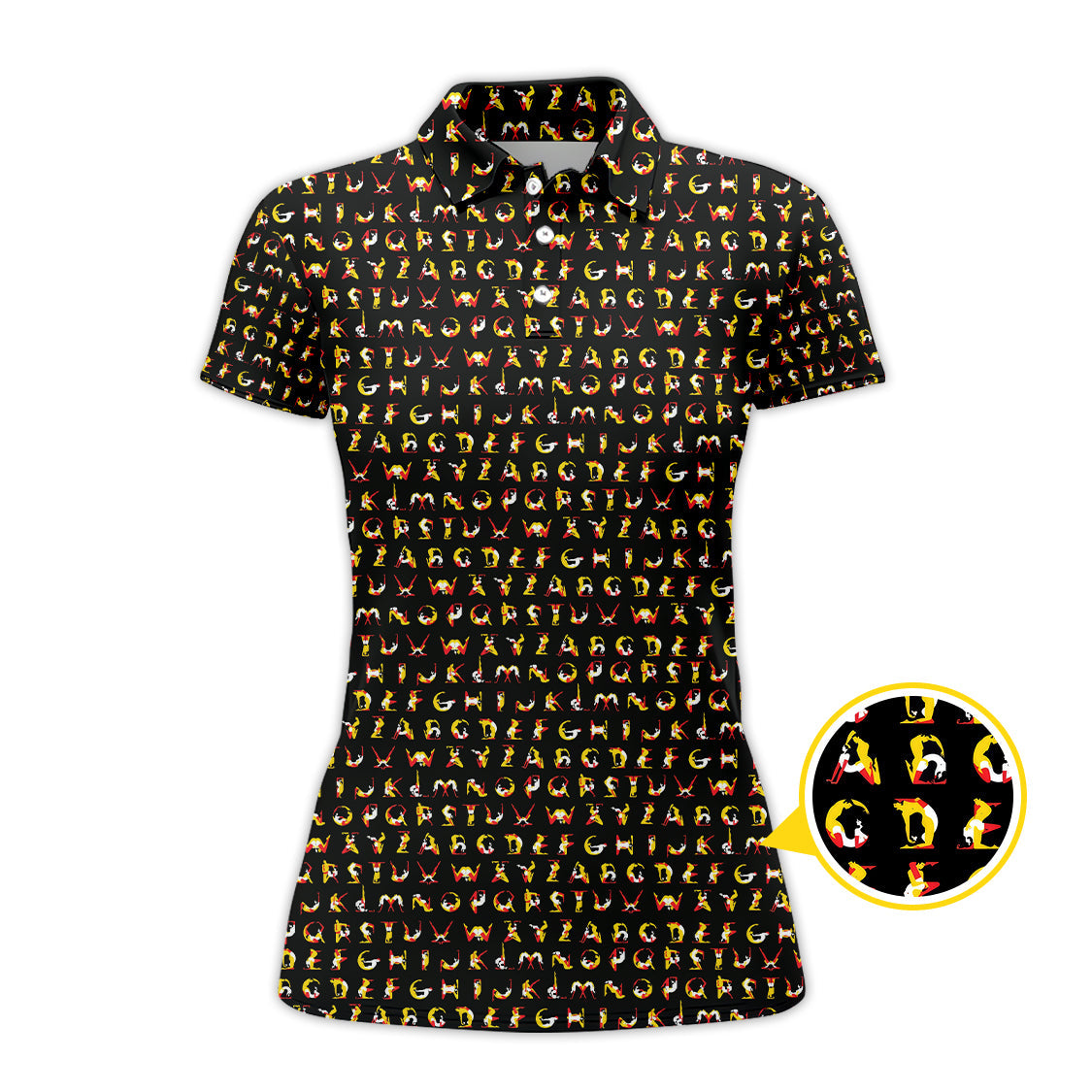 Humanoid Alphabet Pattern Golf Polos, Funny Golf Shirt , Golf Gift For Men's