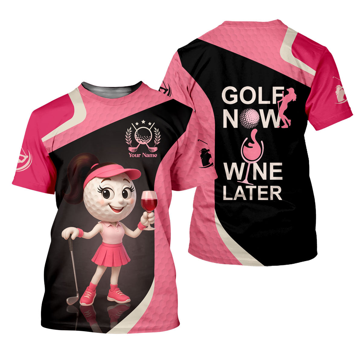 Golf Now Wine Later Funny Womens Golf Polo ShirtWomens Golf Tops, Custom Ladies Golf Shirt