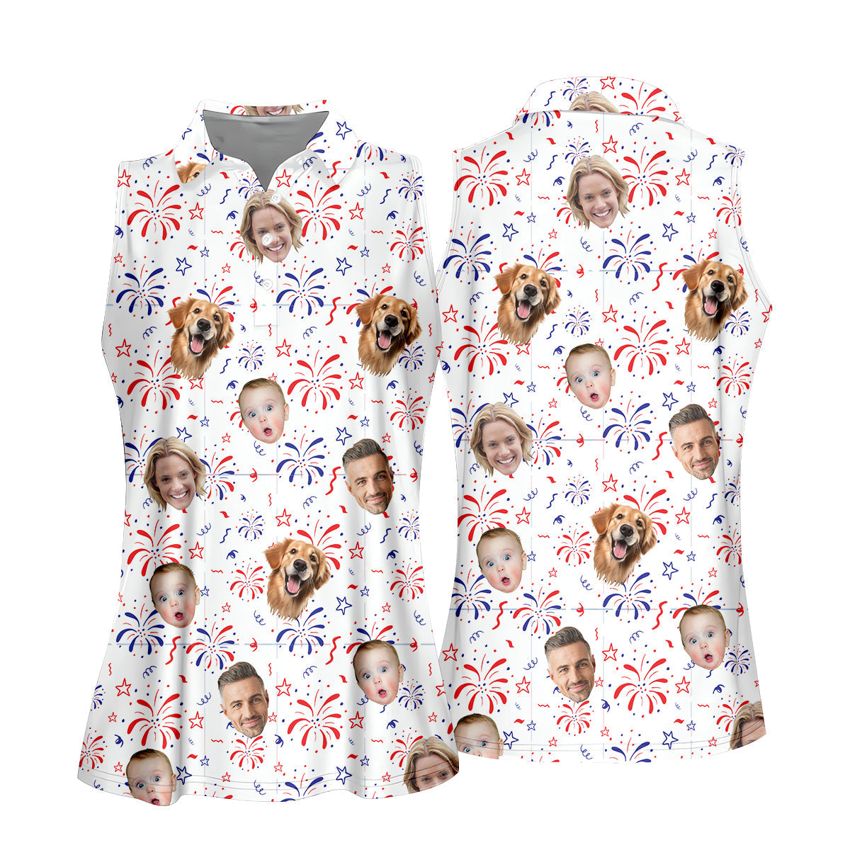 Golf Tops For Women, Patriotic Golf Polos, Custom Face Shirt, Long Sleeve Golf Shirts, Family Portrait Golf Shirt, Golf Shirt Gift For Women