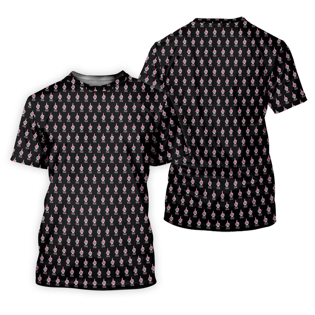 Funny Middle Finger Pink Ribbon Golf Shirt, Breast Cancer Golf Shirt, Fun Womens Golf Shirts