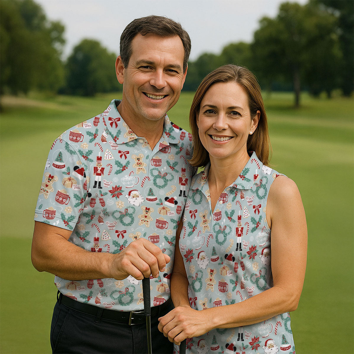 Cute Cartoon Christmas Sweets Women's Golf Tops, Christmas Golf Shirt, Ladies Golf Shirts, Women's Golf Gifts