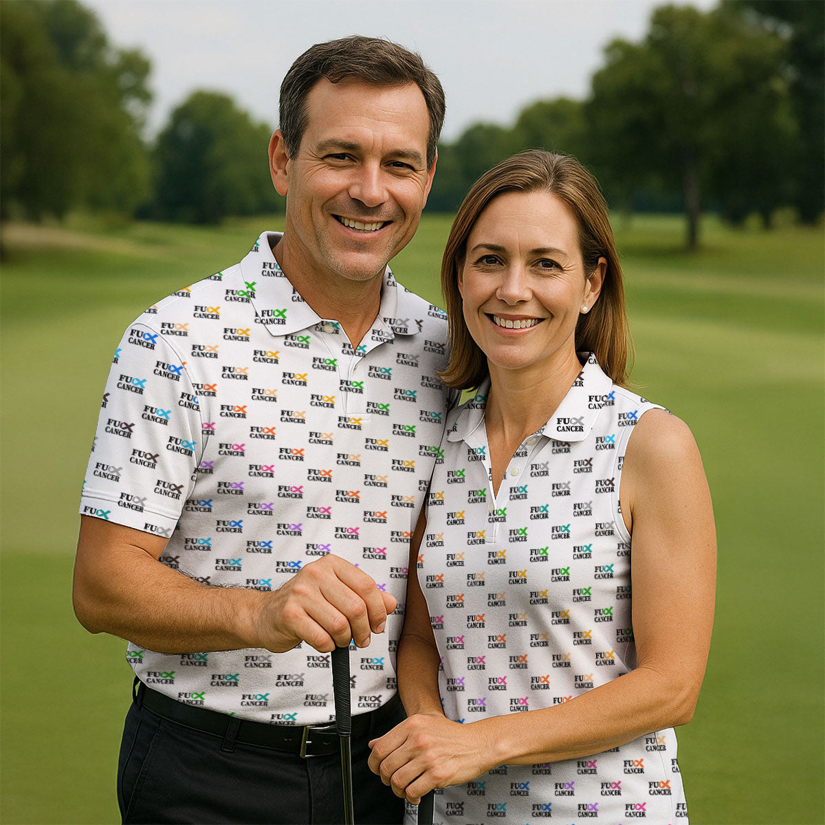 Cancer Awareness Fun Women's Golf Shirts, Cancer Survivor Shirt, Ladies Golf Shirts, White Polo Women