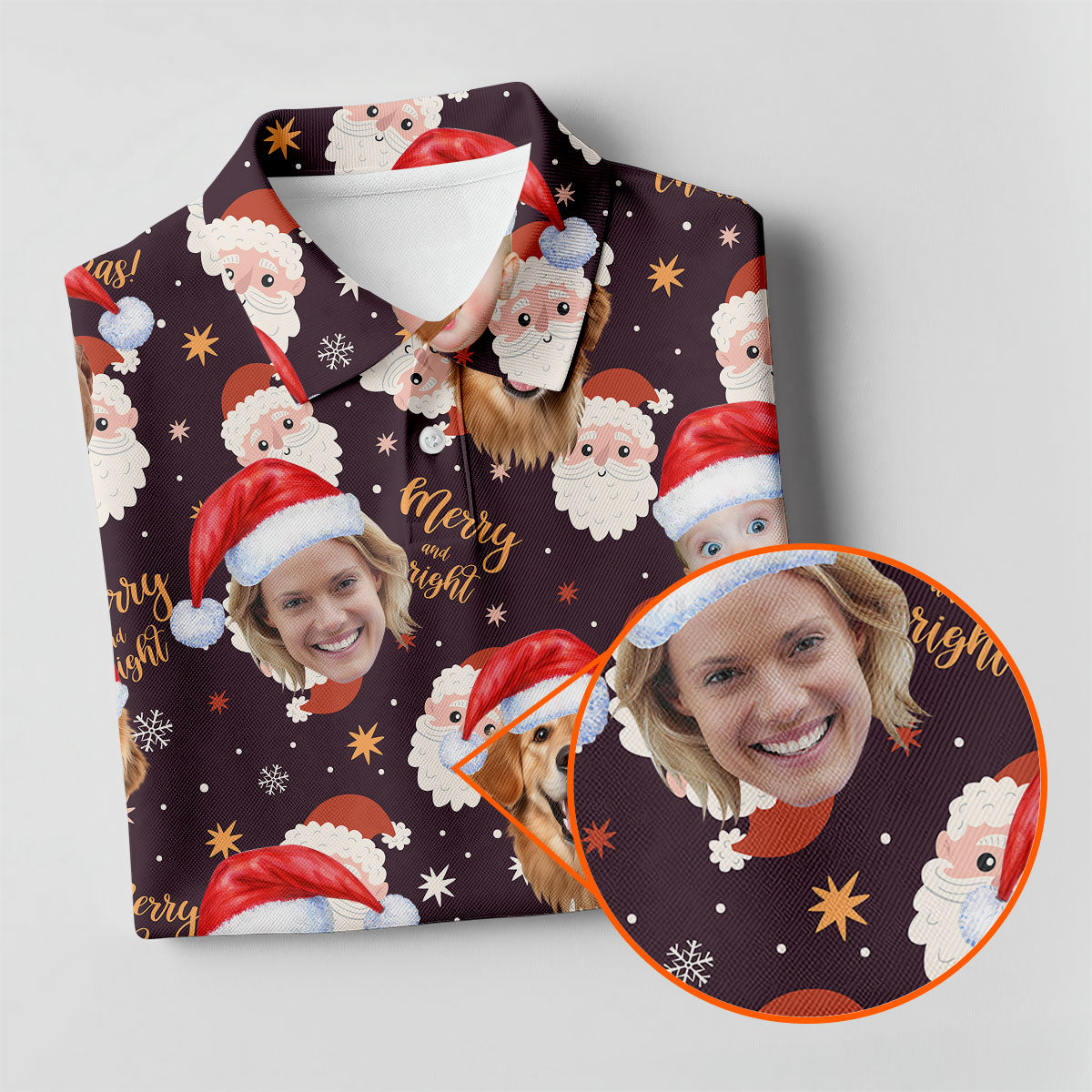 Custom Face Merry Christmas Santa Christmas Golf Shirt, Ladies Golf Shirts, Golf Gifts For Women