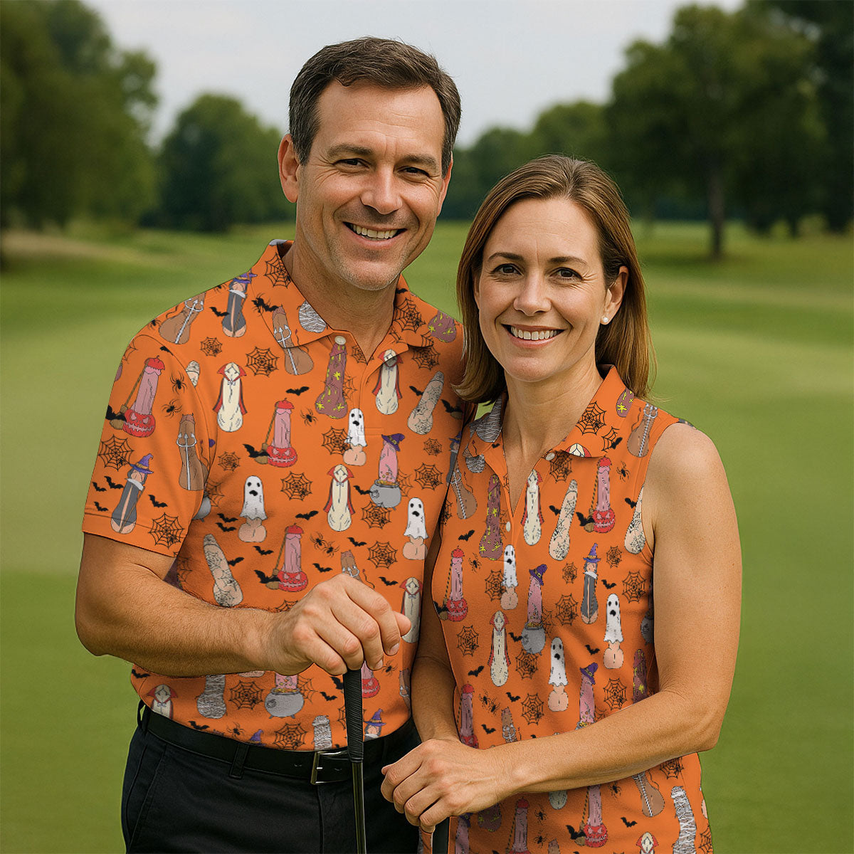 Funny Dirty Orange Halloween Golf Shirt, Funny Golf Shirts Women, Halloween Gift Idea, Ladies Golf Polos