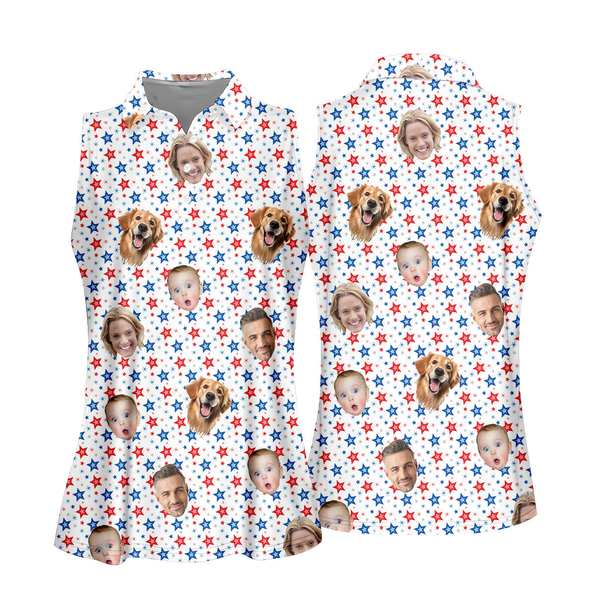 Family Portrait Golf Shirt, Patriotic Golf Shirt, USA Golf Shirt For Ladies, Women's Golf Polo Shirt