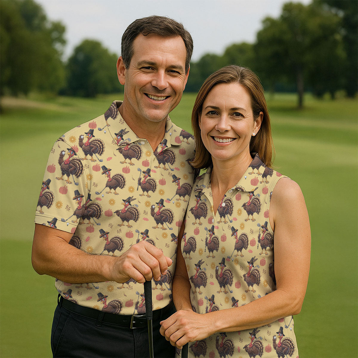 Turkey Thanksgiving Fun Women's Golf Shirts, Ladies Sleeveless Polo, Women's Polo Shirt