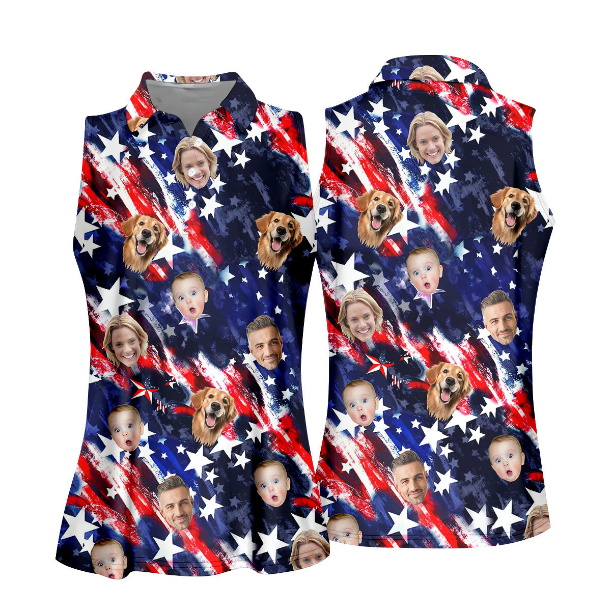 Custom Family Golf Shirt, Patriotic Golf Polos, Golf Shirt For Women, Personalized Dog Shirts, Custom Face Shirt