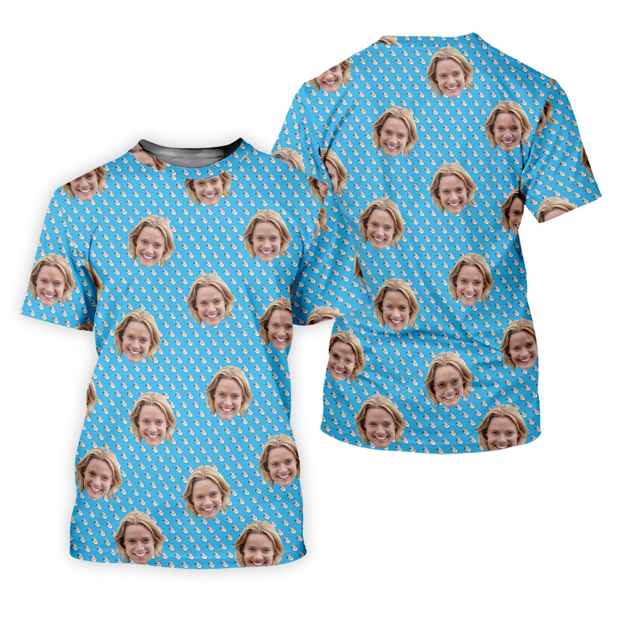 Funny Hands Blue Golf Polo ShirtCustom Face Golf Shirt, Fun Womens Golf Shirts, Ladies Golf Shirt