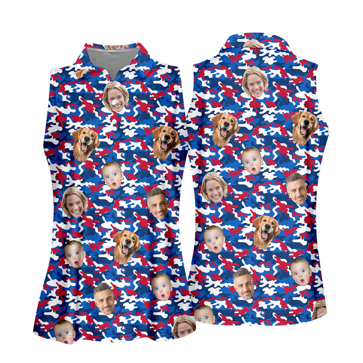 Personalized Dog Shirts, Golf Tops For Women, Custom Face Shirt, Family Portrait Golf Shirt, Patriotic Golf Polos, Long Sleeve Golf Shirts