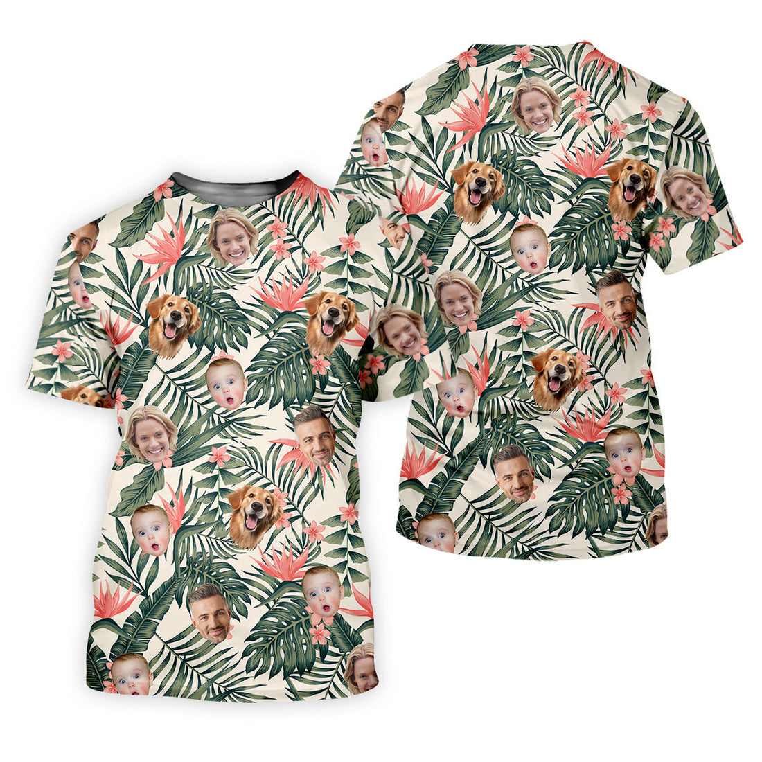 Tropical Floral Pattern Custom Hawaiian Shirts With Face, Womens Hawaiian Golf Shirts, Ladies Golf Shirts