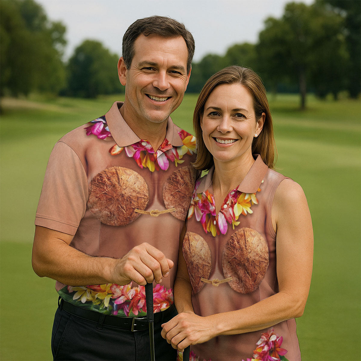 Tropical Theme Party Hawaiian Golf Shirt, Men's Funny Golf Shirts, Polo Shirts For Men