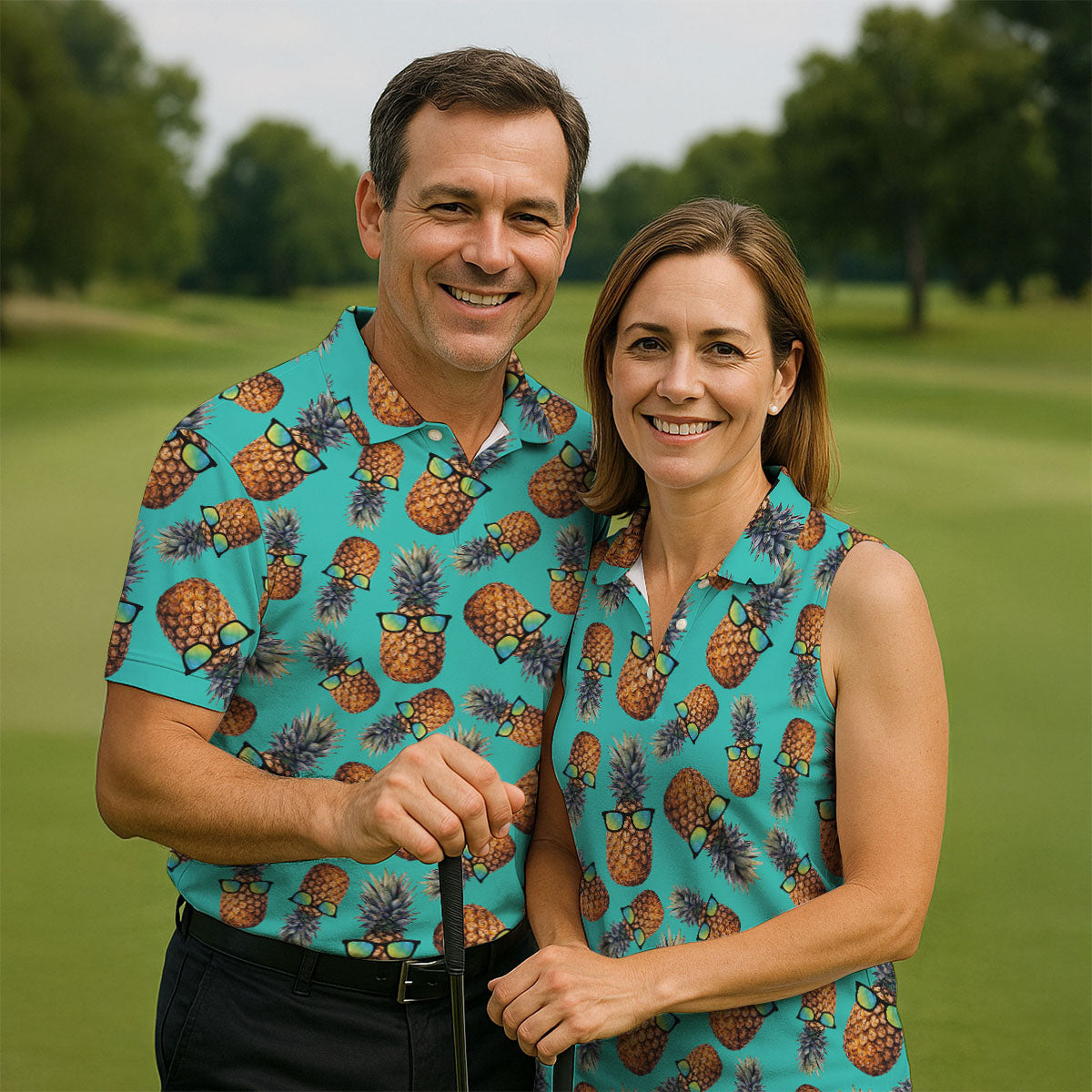 Cool Pineapple Tropical Theme Hawaiian Golf Shirt, Polo Shirts For Men, Golfing Apparel
