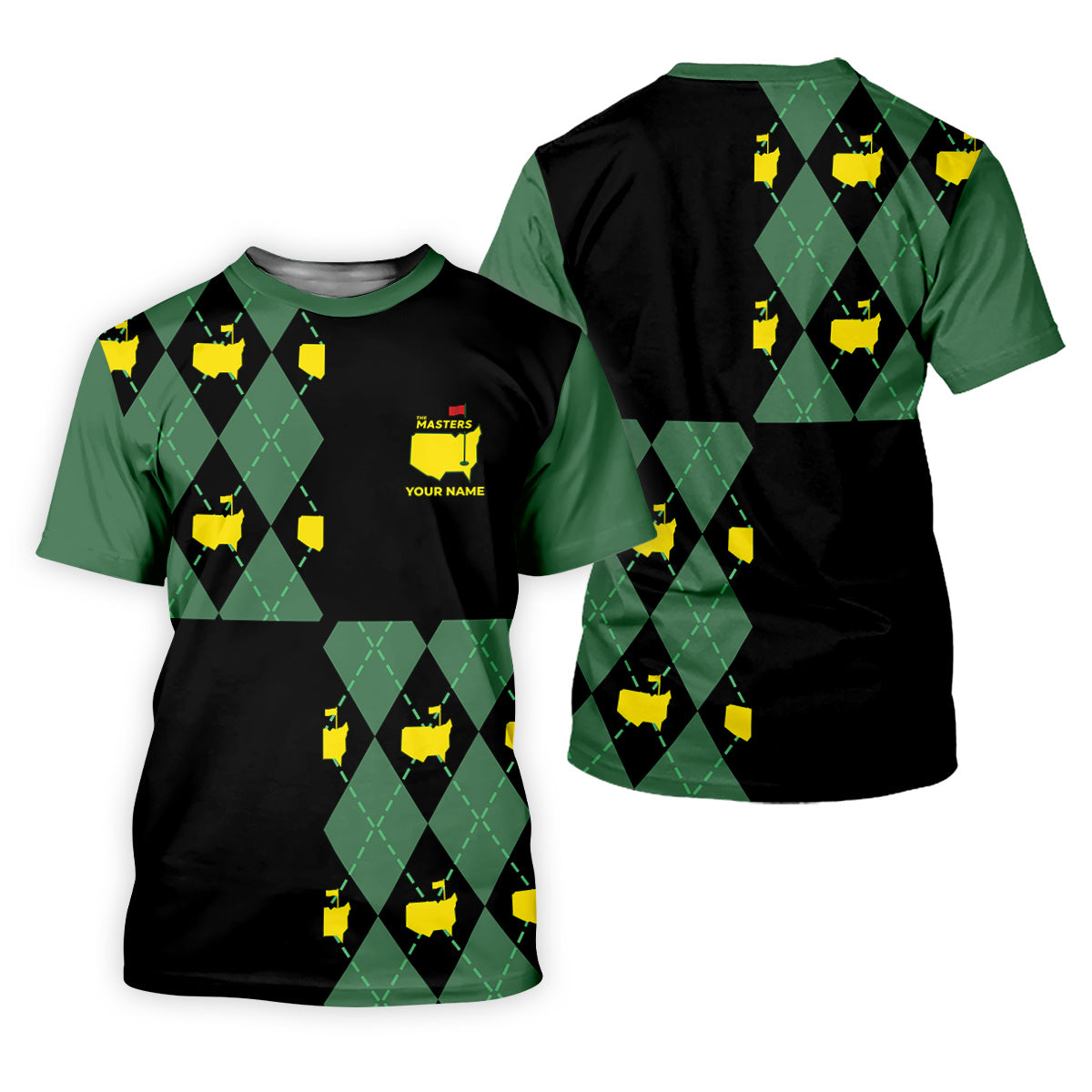Green and Black Argyle Golf Shirt, Women Golf Top, Ladies Sleeveless Polo, Women's Polo Shirt