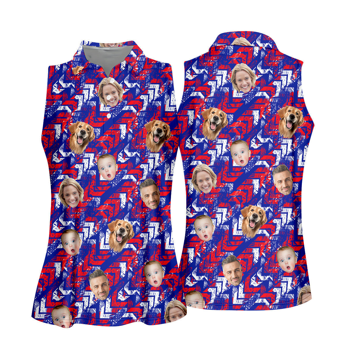 Family Portrait Golf Shirt, Ladies Golf Shirt, Patriotic Golf Polos, Custom Face Shirt, Womens Golf Shirts