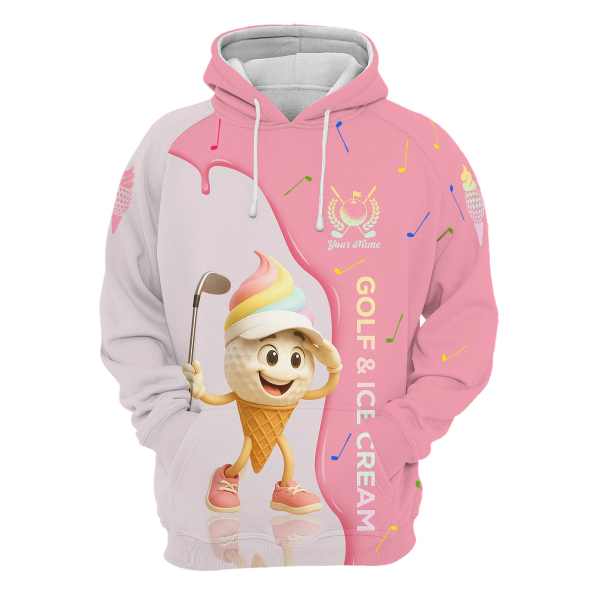Golf And Ice Cream Funny Womens Golf Polo ShirtWomens Golf Tops, Custom Ladies Golf Shirt