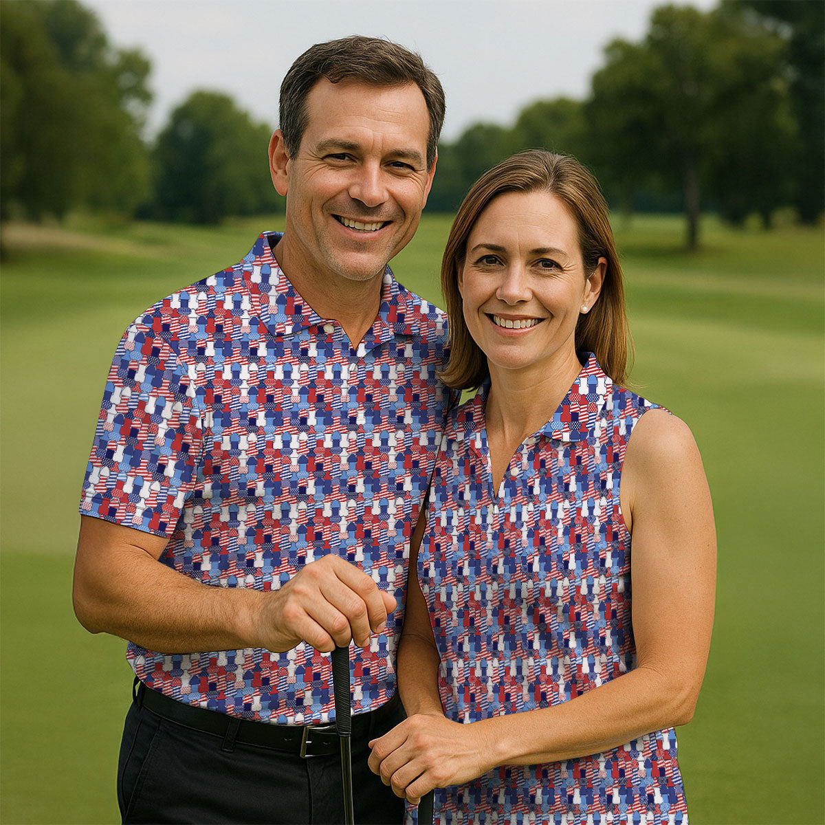 Funny Dirty Red White Blue Patriotic Golf Shirts, Fun Women's Golf Shirts, 250th Anniversary Ladies Golf Shirts