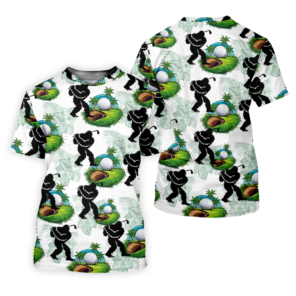 Tropical Golf Cart Bigfoot Golf Shirt, Funny Bigfoot Women Golf Top, Ladies Golf Shirts, Cool Golf Gifts