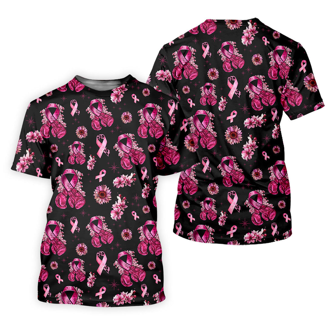 Boxing Gloves Fighter Black Breast Cancer Golf Shirt, Breast Cancer Support Shirts, Womens Golf Polo