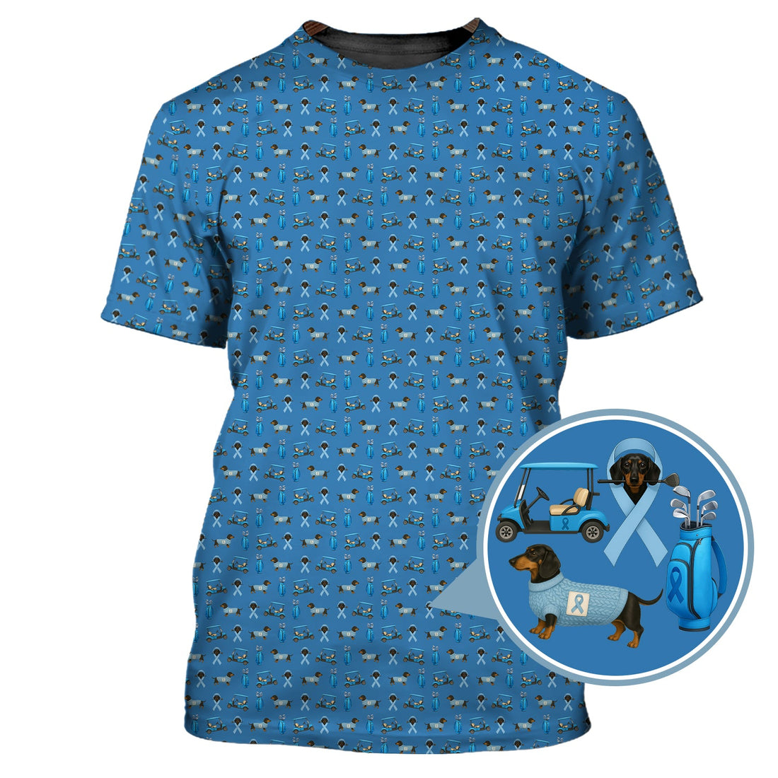 Funny Pattern Golf Shirt, Dachshund Golf Shirt, Prostate Cancer Golf Shirt For Men
