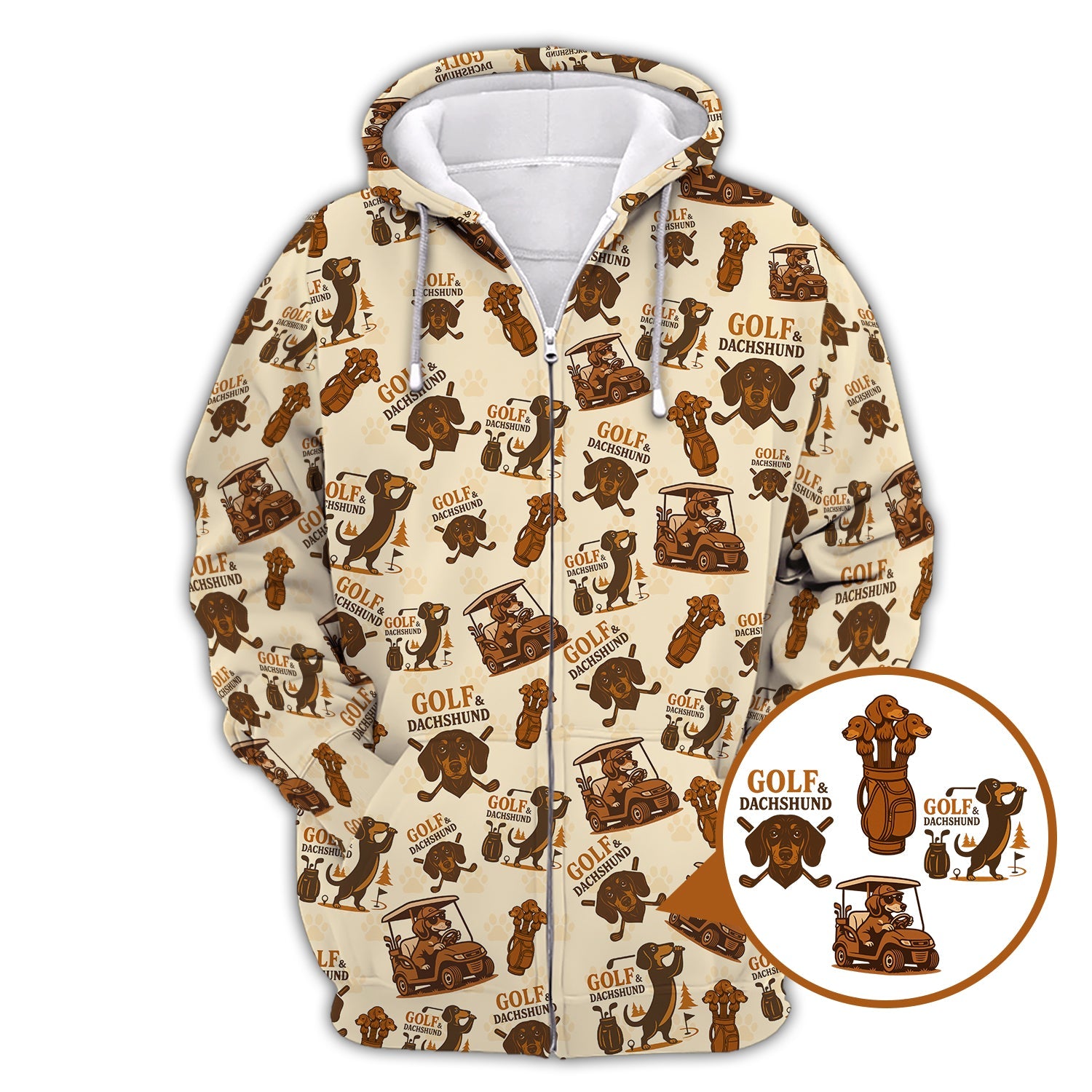 Pattern Dachshund Golf Shirt, Golf & Dachshund Polos For Dog Lovers, Golf Gift For Golfers