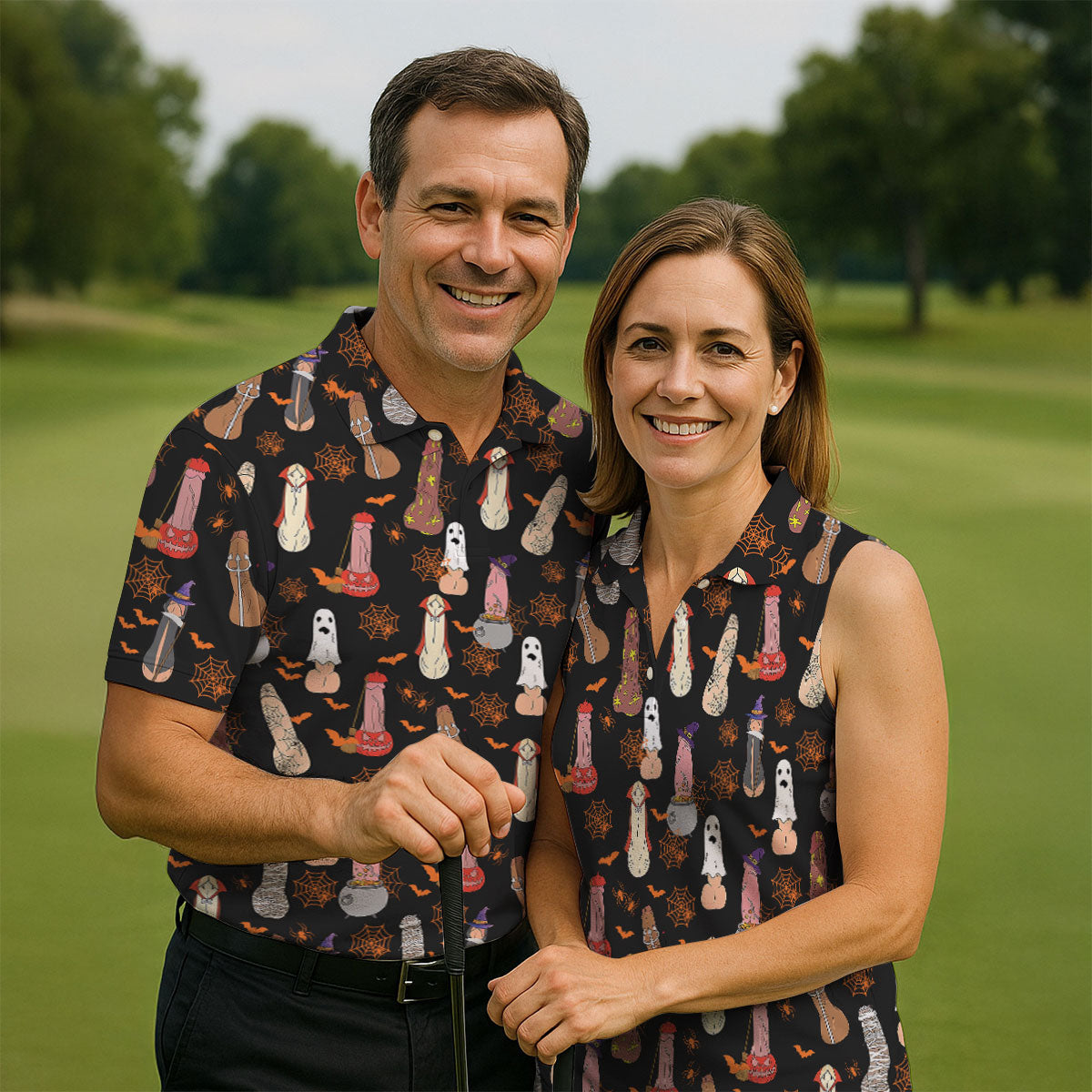 Funny Dirty Black Halloween Golf Shirt, Fun Women's Golf Shirts, Halloween Gift Idea, Ladies Golf Polos
