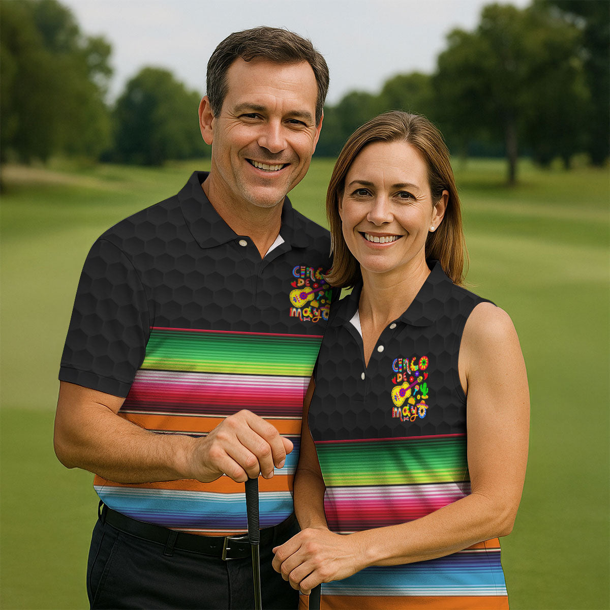 Mexican Sarape Golf Ball Pattern Cinco De Mayo Celebration Fiesta Themed Golf Shirt For Women