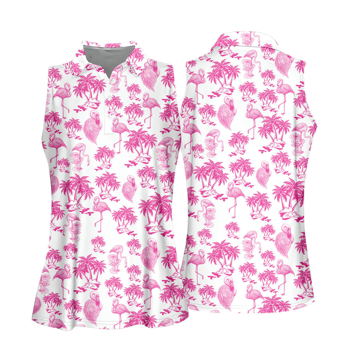 Flamingo Coconut Funny Womens Golf Polo ShirtLadies Golf Clothes, Custom Ladies Golf Shirt
