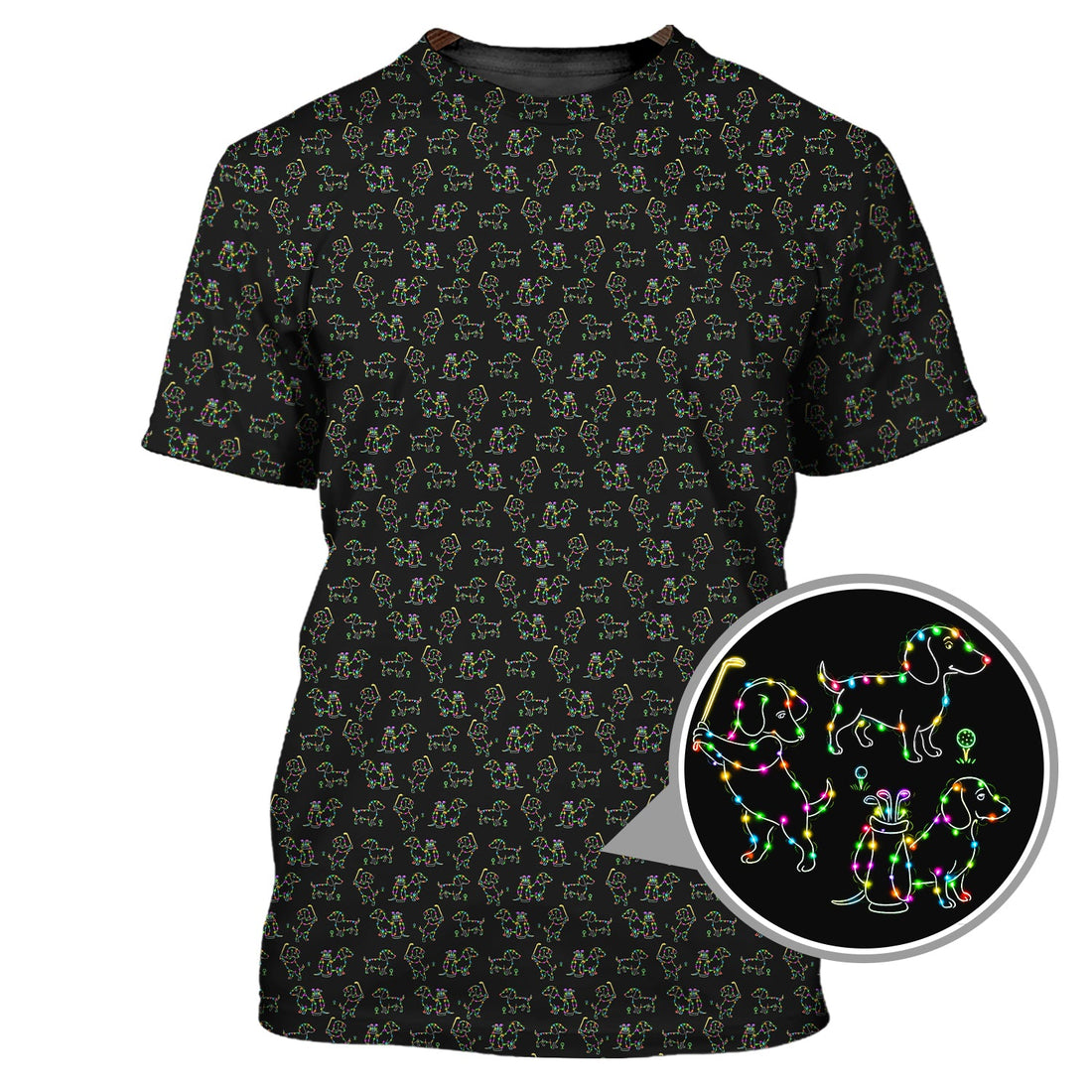 Dachshund Golf Shirt For Golfer, Funny Christmas Golf Shirt, Crazy Pattern Golf Shirt For Men