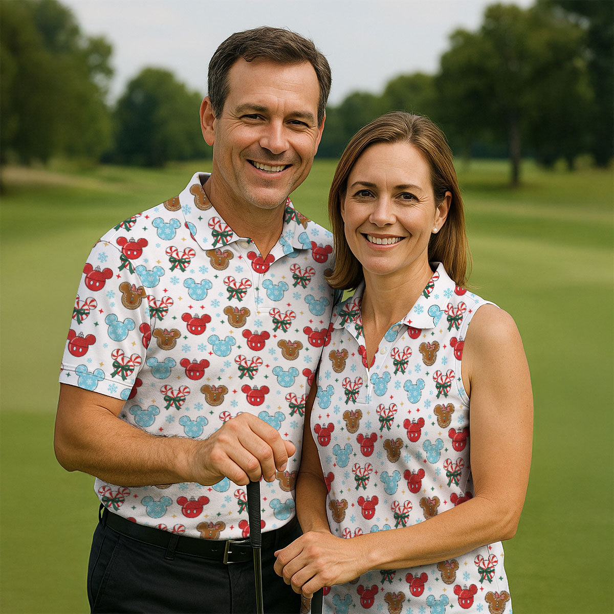 Funny Gingerbread Christmas Candy Cane Cute Women's Golf Clothes, Ladies Golf Shirts, Christmas Golf Shirt