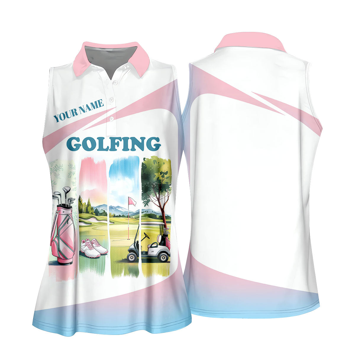 Watercolor Funny Womens Golf Polo ShirtLadies Golf Shirt, Mothers Day Gifts