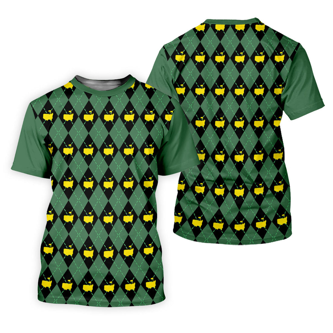 Green and Black Classic Argyle Women Golf Top, Ladies Sleeveless Polo, Women's Polo Shirt