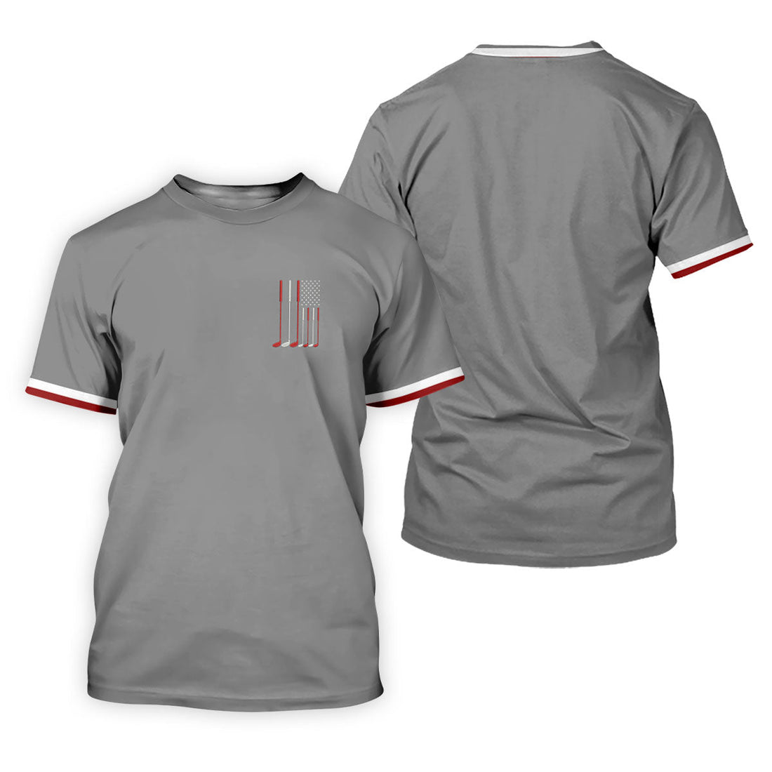 Golf Clubs America Flag Logo 250th Anniversary Grey Golf Shirt, Patriotic Golf Shirt, Women's Golf Tops