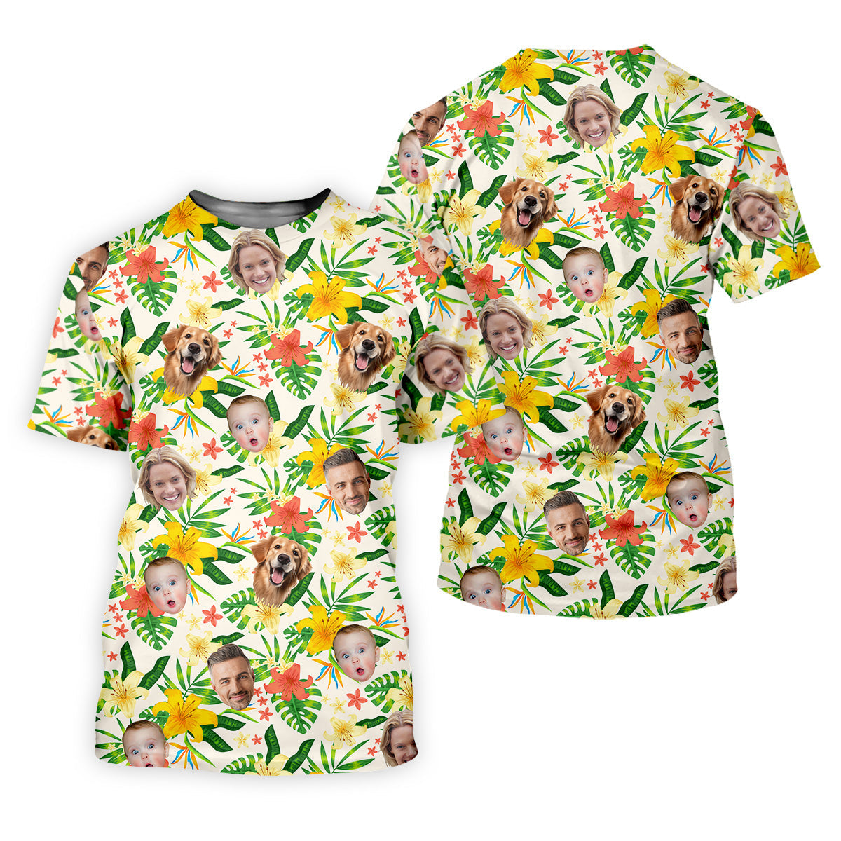 Tropical Leaves Pattern, Hibiscus Hawaiian Shirt, Custom Face Shirt, Womens Sleeveless Polo, Ladies Golf Shirts