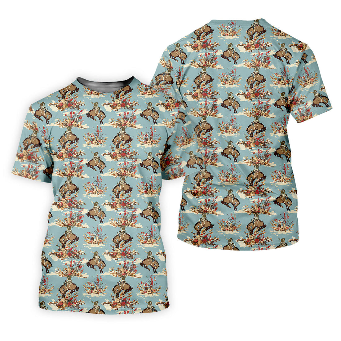 Cowboy Pattern Vintage Blue Golf Shirt, Womens Golf Shirts, Ladies Golf Shirts, Golfing Apparel