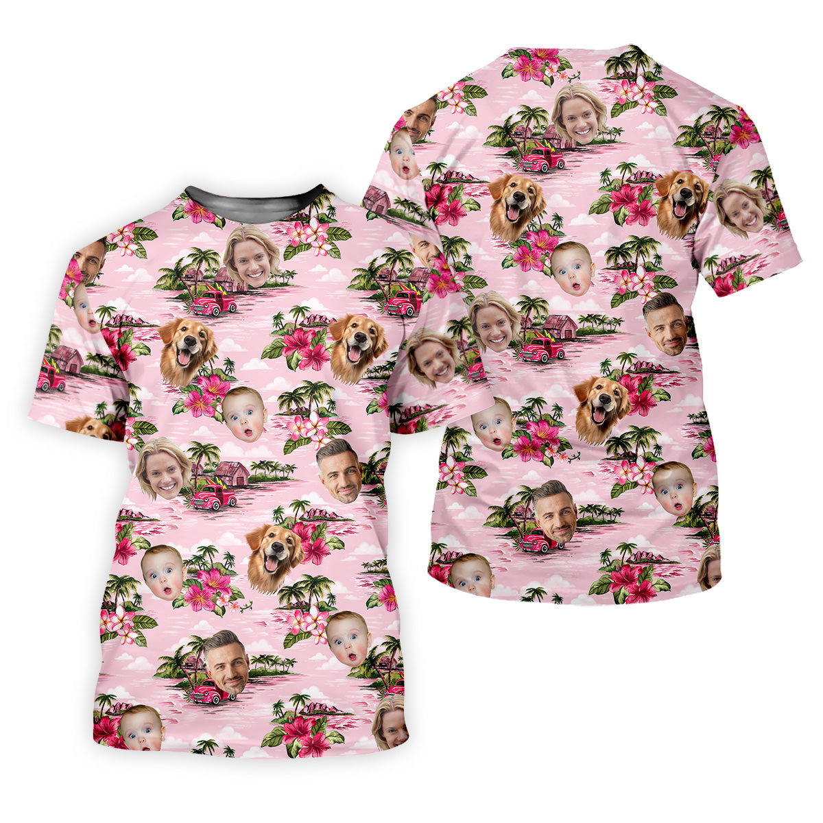 Pink Hawaiian Shirt, Ladies Floral Shirt, Custom Team Shirt, Womens Hawaiian Golf Shirts, Ladies Golf Shirts